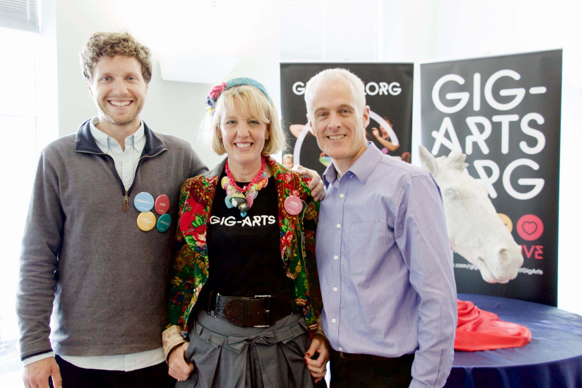 (Left to right) The Gig-Arts Team - Jem Tyer, Abbie Cooke and Rex Boyd