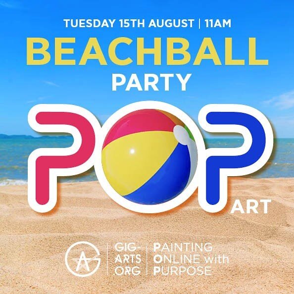 Join the Beach Ball Party fun online this Tuesday 15th August at 11am on Zoom! Please bring a small saucer to draw a circle around. Also you&rsquo;ll need red, blue and yellow paints! All fun ahead! #gig_arts #theicecentre #art #beach #partyvibe #fun