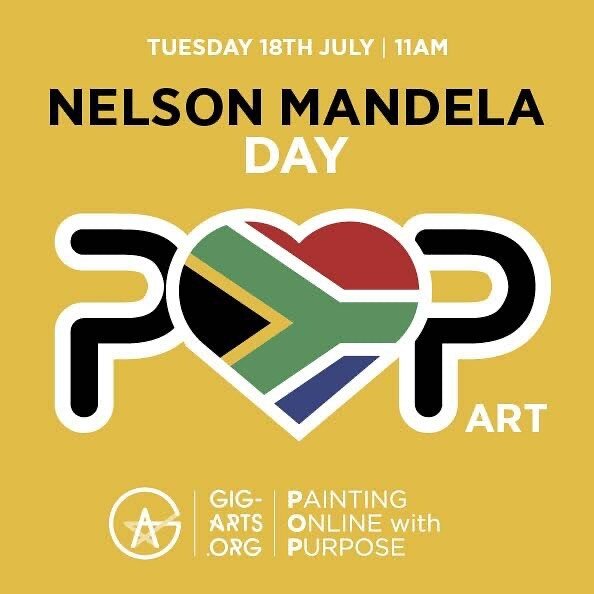 It&rsquo;s Nelson Mandela Day! Join the arty fun on Tuesday 18th July at 11am on Zoom! Bring along your white, red, blue, yellow, green and black paint! #NelsonMandela #gig_arts #theicecentre #art
