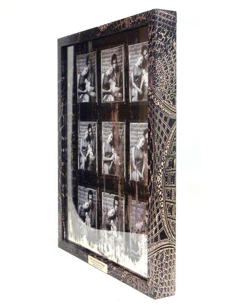 Nick Cave & Kylie Minogue 'Where the Wild Roses Grow' Nine Giclee Prints mounted on Black Velvet in an Image Transfer Box Frame with a Distressed Mirror and Ivorine Name Plaque
