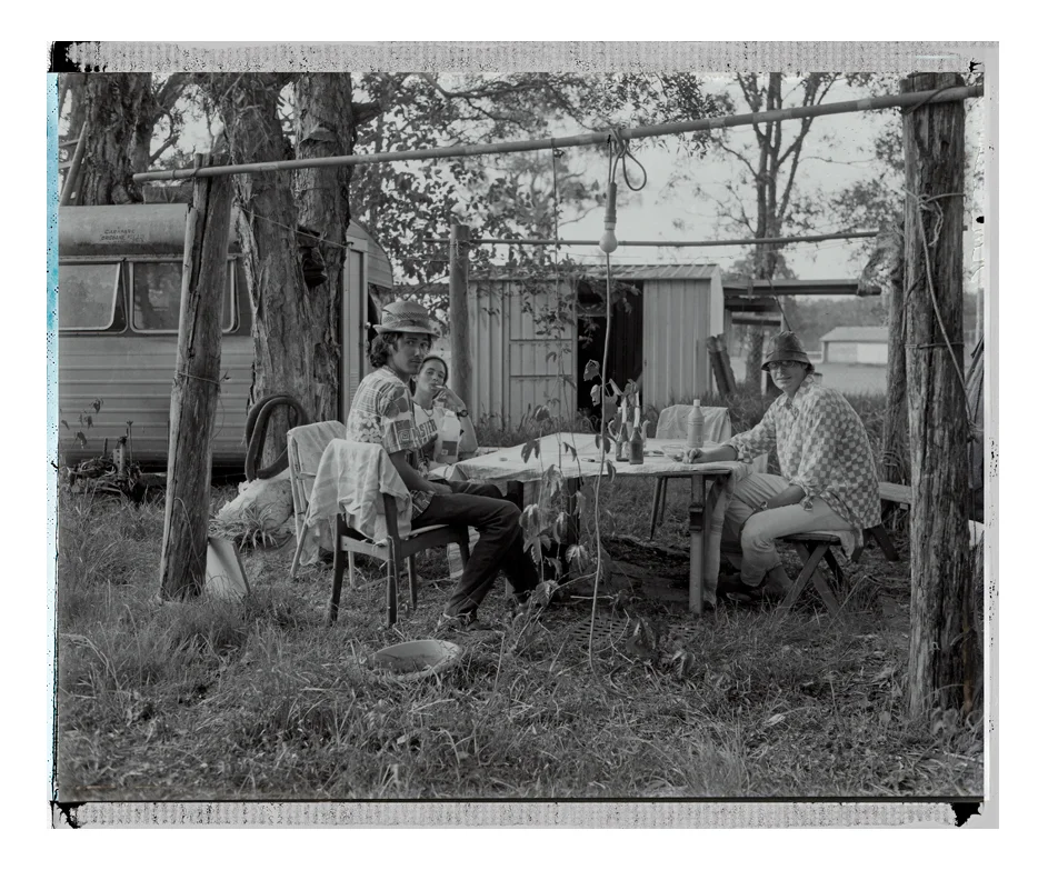 Me, my brother Rhys and the writer Neil at our camp pictured soon after our arrival