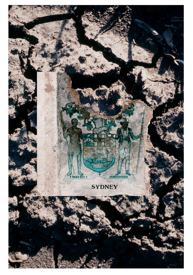 While we were taking time sequence landscapes at the Blue mountains I found this on the ground. An old matchbox with the 1908 Coat of Arms for the City of Sydney. It features images of the First Fleet used by the British government in 1788 to transport its first convicts to the penal colony of New South Wales. An Aboriginal man and a British sailor stand on equal footing, but do the words of the motto, "I take, but I surrender", apply to both, or just the white man? And what exactly does this mean?