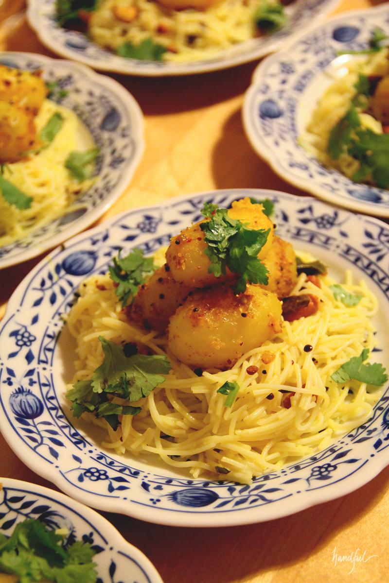 Lemon Rice Noodles with a Spicy Potato Roast