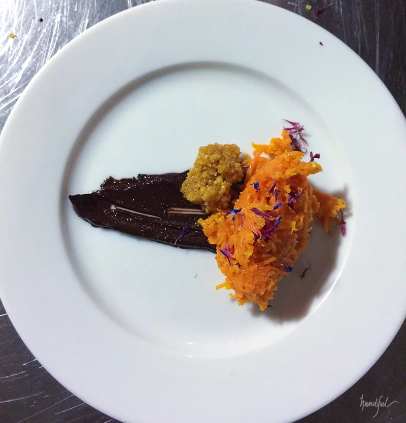 The Carrot Halwa with Dark Chocolate and Boondi Brittle