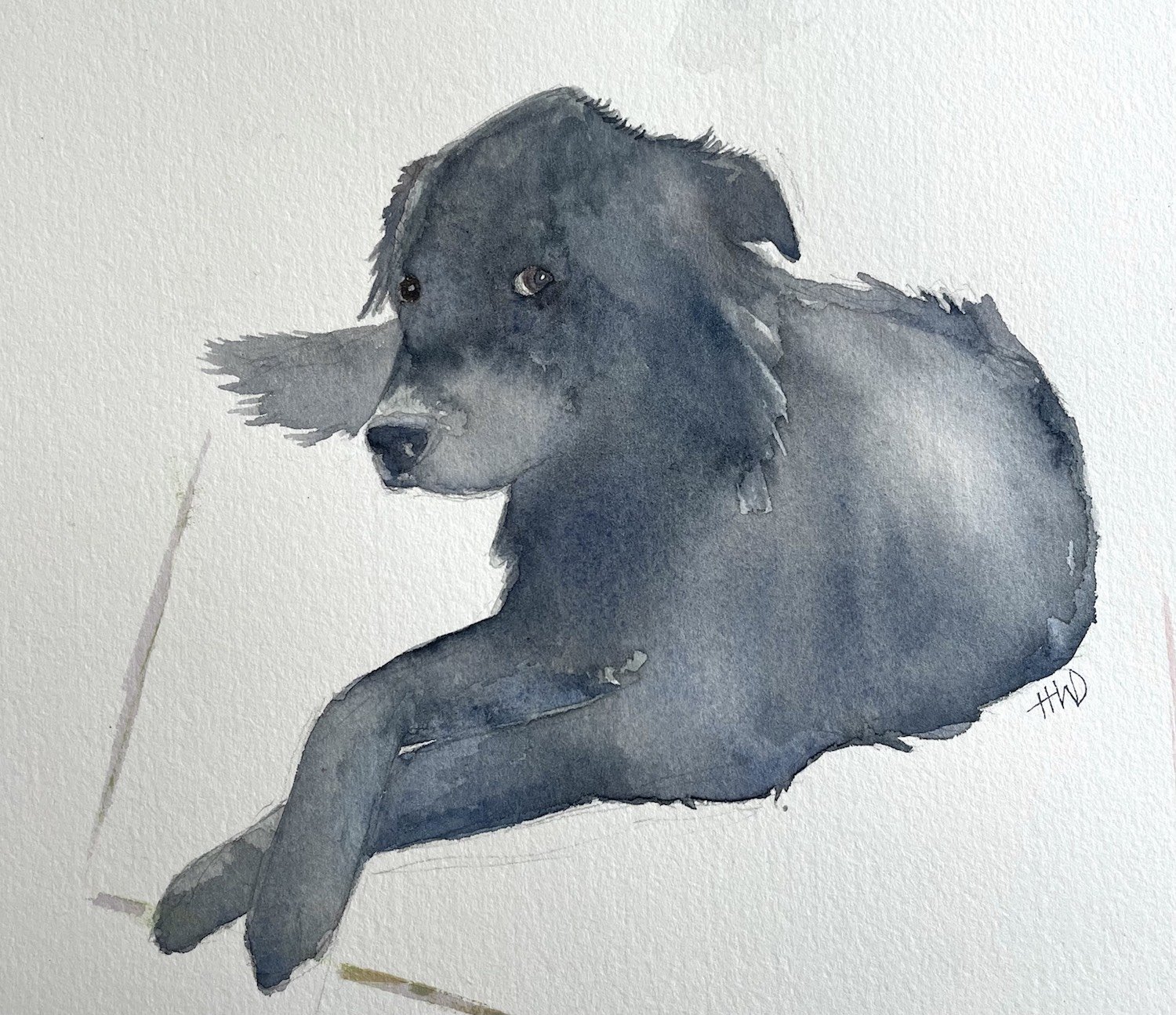 An example of a pet portrait done in watercolor