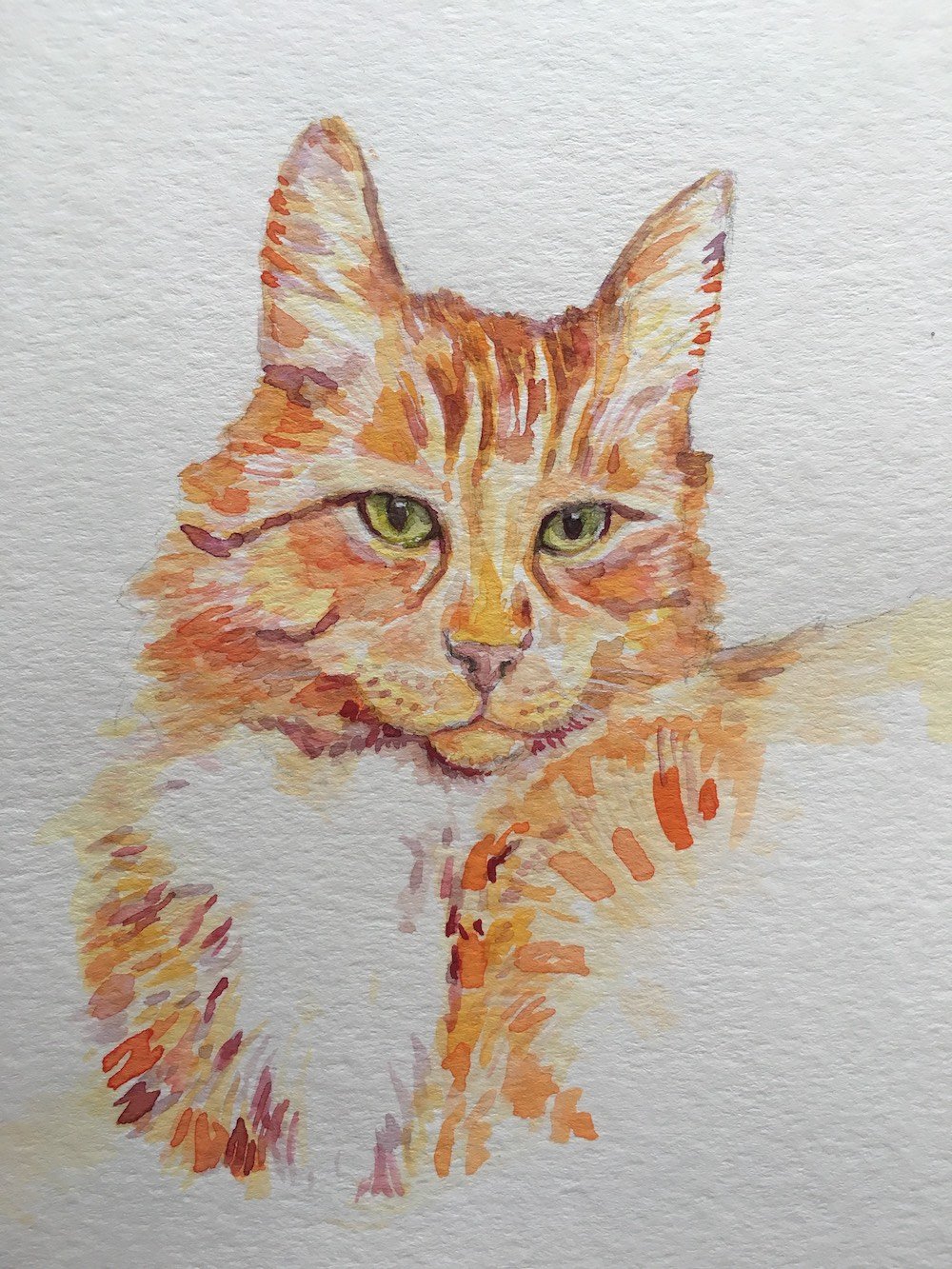 An example of a pet portrait done in watercolor