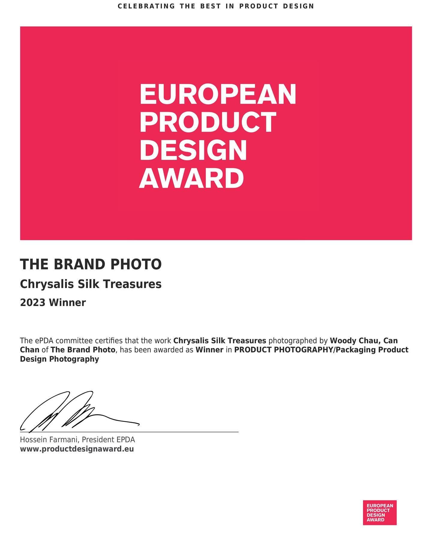 After Chinese New Year, I received some exciting news from the @europeanproductdesignaward (ePDA).

I&rsquo;m honoured to announce that the series &lsquo;Chrysalis Silk Treasures,&rsquo; photographed by me, has been awarded as the Winner in PRODUCT P