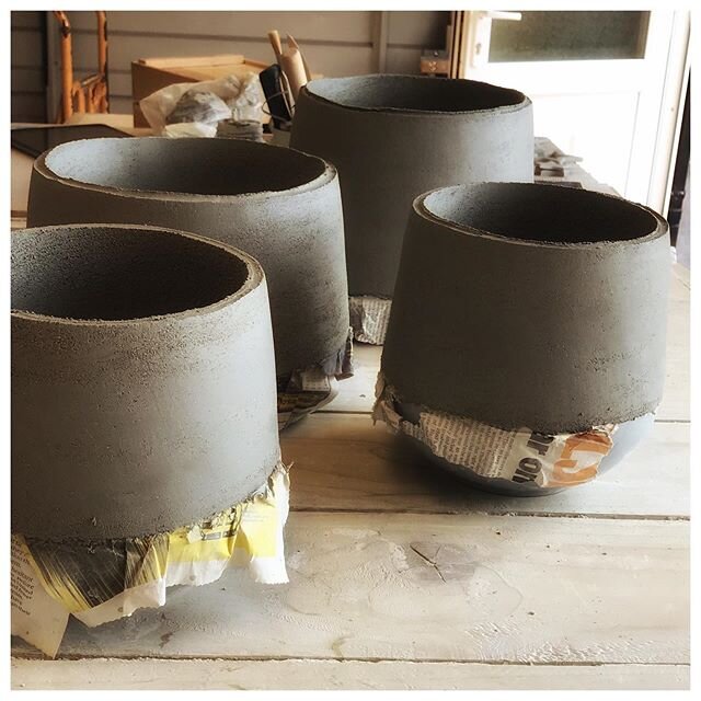 Mornings job! Clean up these fellas 💪 other work includes- enjoy the sunshine ☀️ have a fab day xxx #morning #wednesday #excited #making #creating #cleaning #grey #clay #sunshine #work #workbench #studio #workshop #pottery #potter #potterystudio #ce