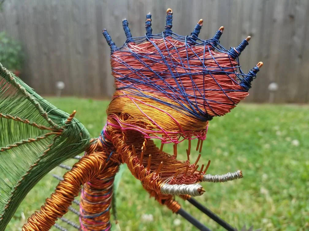 Winged Dragon Monster - Bendable Copper Wire Creature - fun, unique, fully poseable! Hand-made out of recycled & repurposed materials.