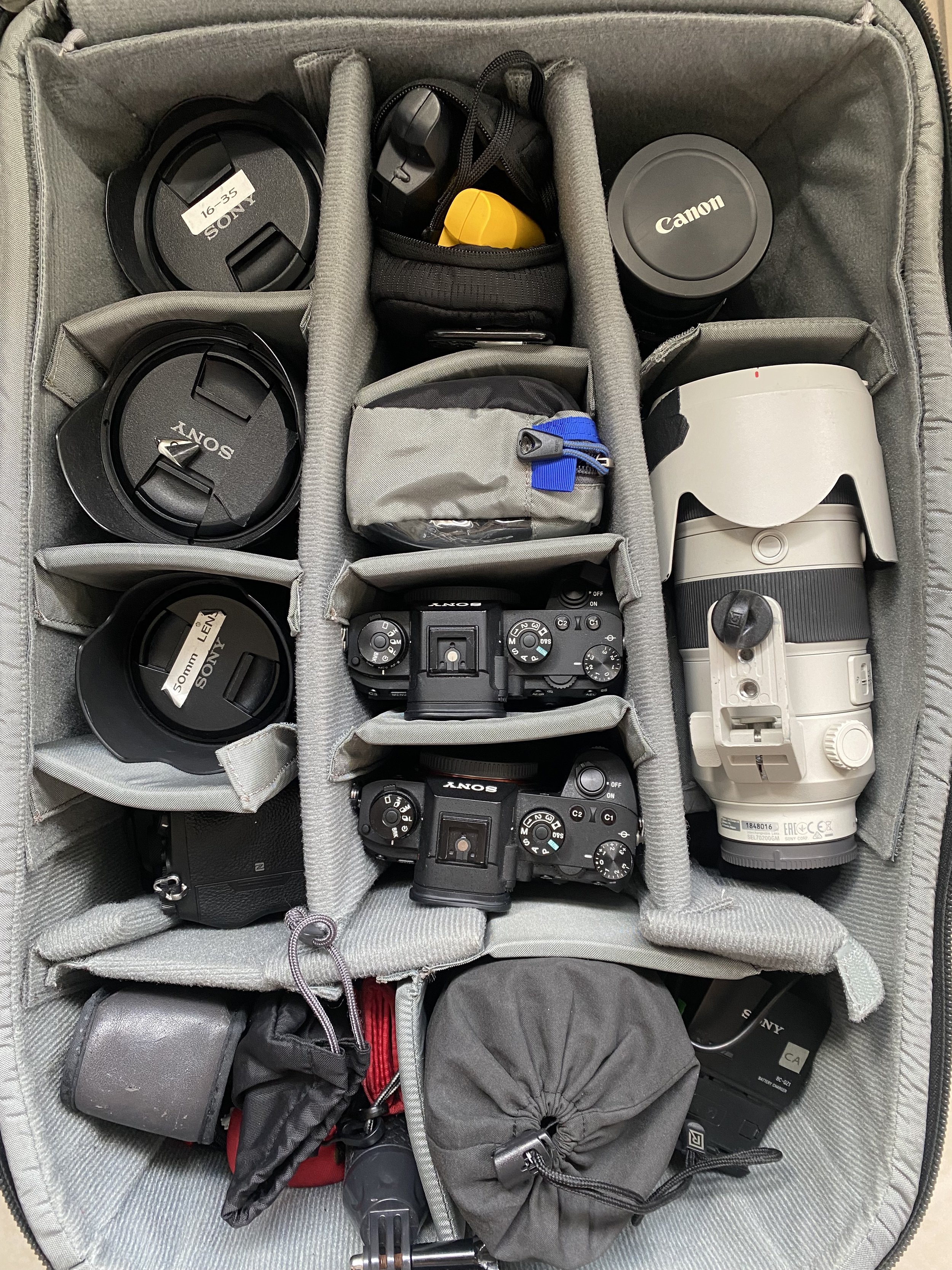 Inside View of my Think Tank Roller bag