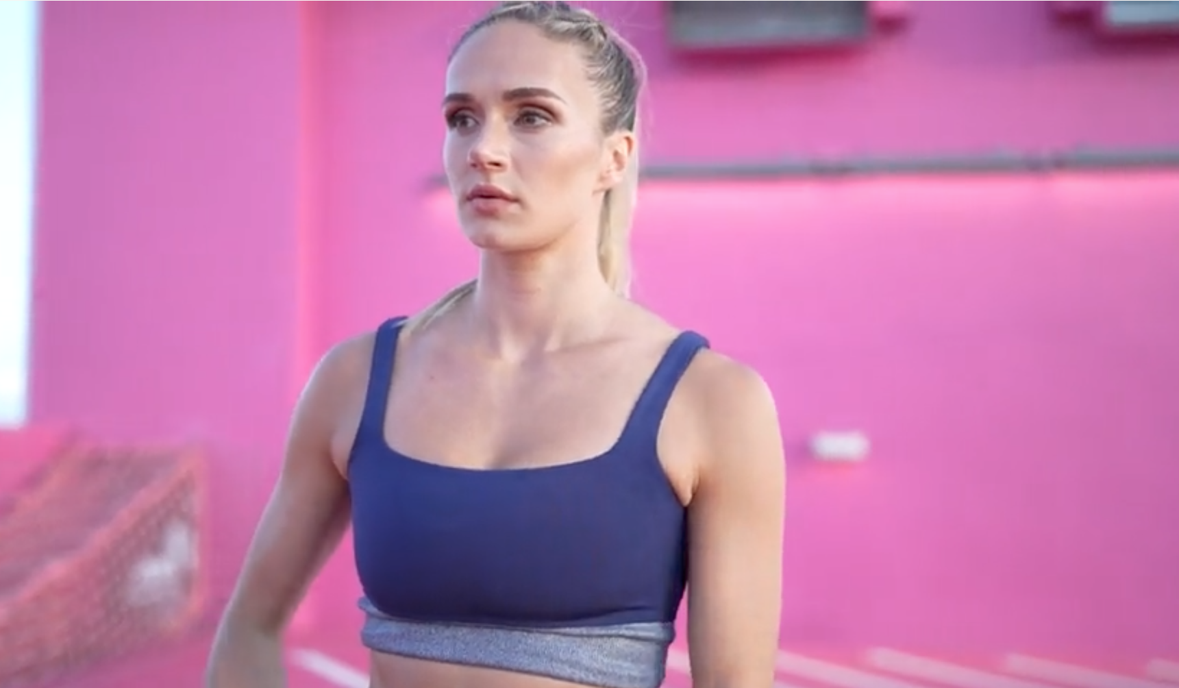 Model Isabelle Delcea poses in the latest tennis outfits for EleVen by Venus Williams.