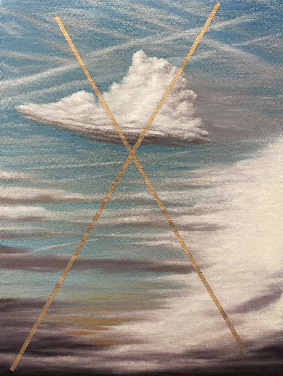 clouds over Esmarkbreen gold X, 18” x 24”, oil + wax on linen over panel, 2019