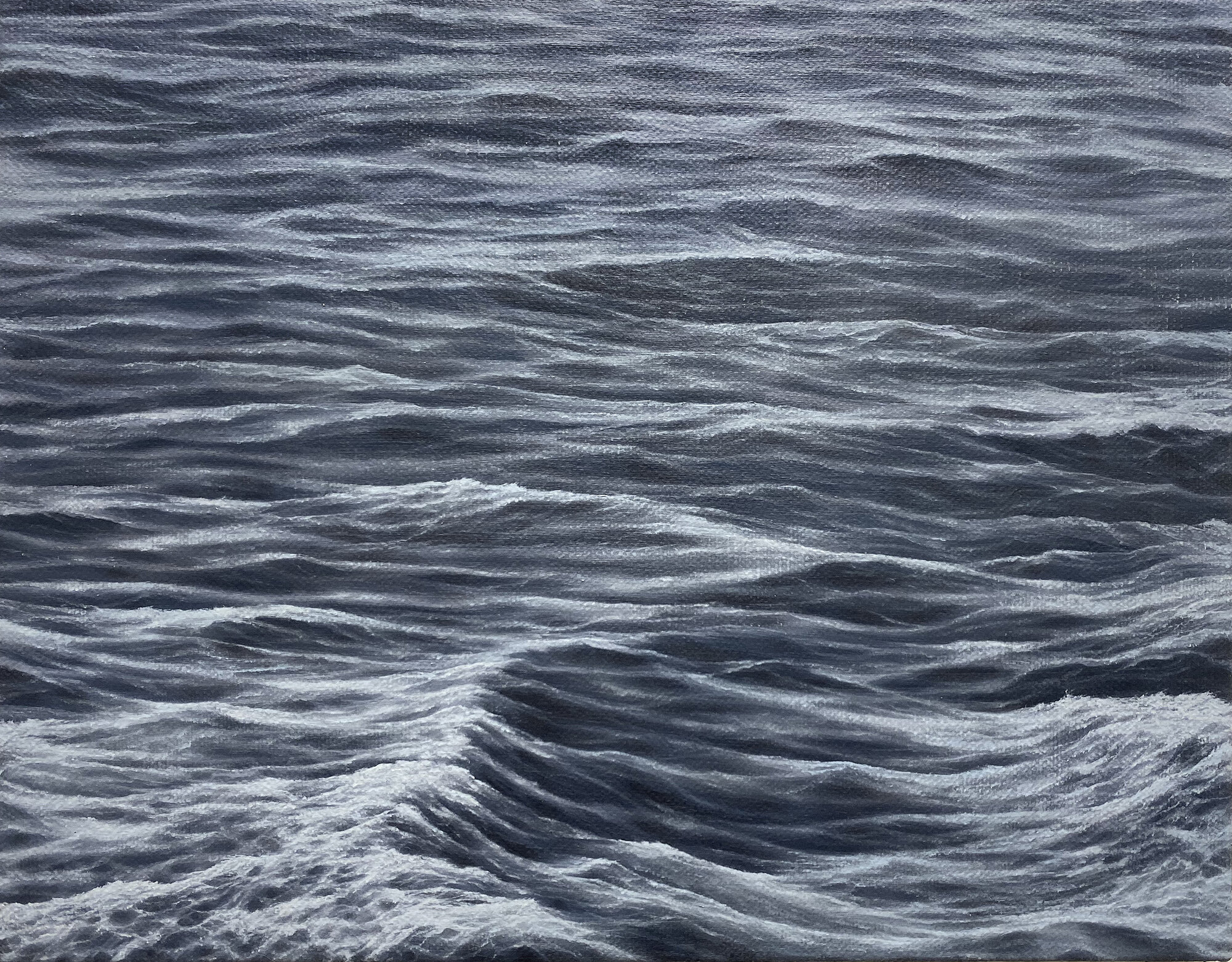 our wake, from the Antigua, Payne’s gray Arctic Ocean, 11” x 14”, oil on linen over panel, 2019