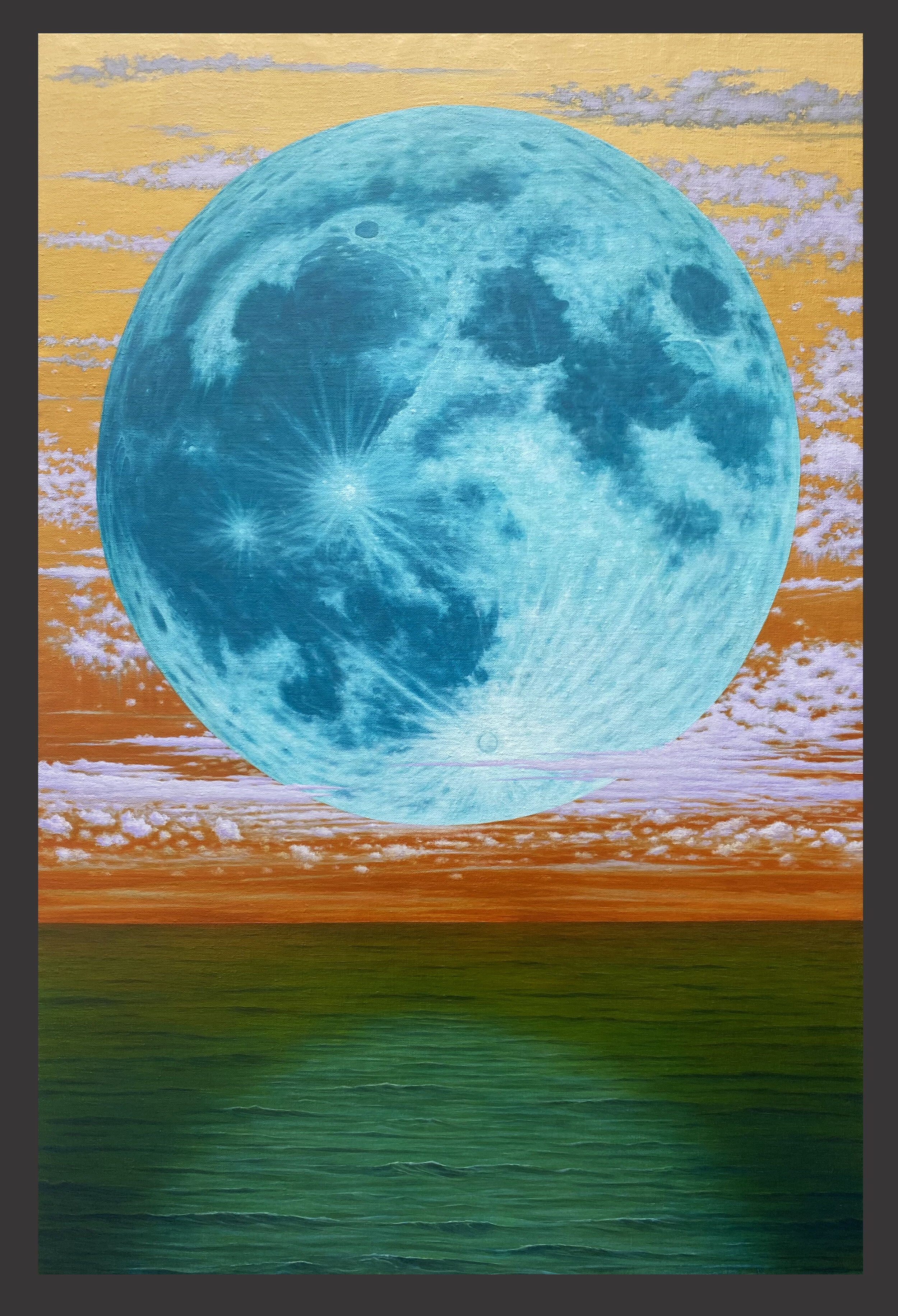 blue moon, uncertain sky.  24" x 36", oil, graphite, & wax on linen, 2020