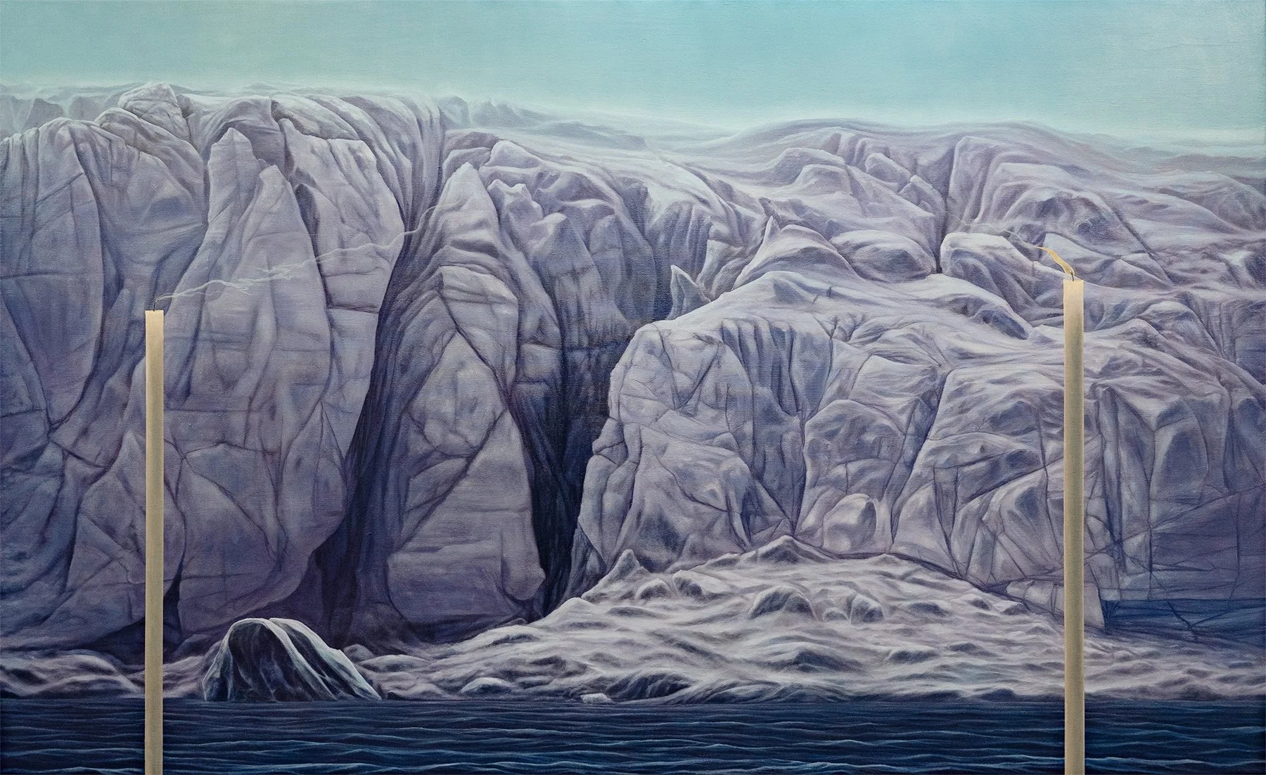 the vigil. 72" x 48", oil and wax on linen over panel, 2024.