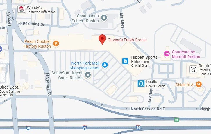 Map of Gibson's Fresh Grocer's location.