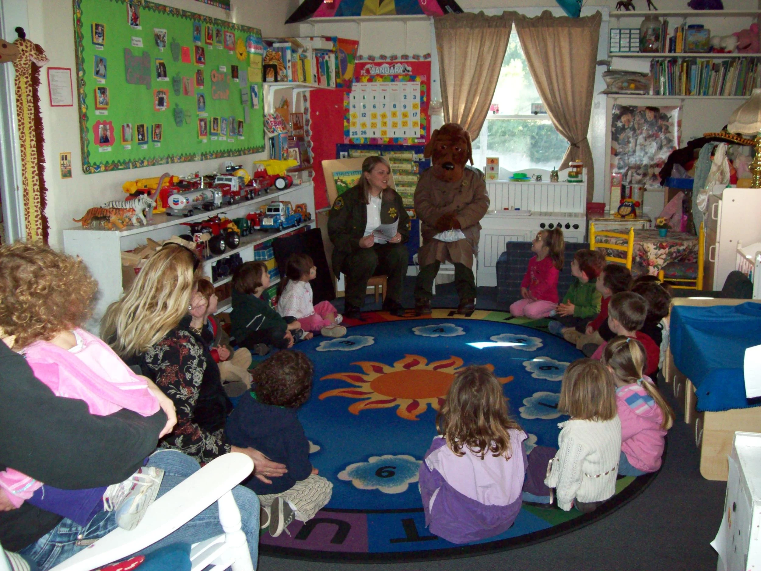 Young students learn about personal safety from McGruff, the Crime Dog, and the SCSO Crime Prevention team.