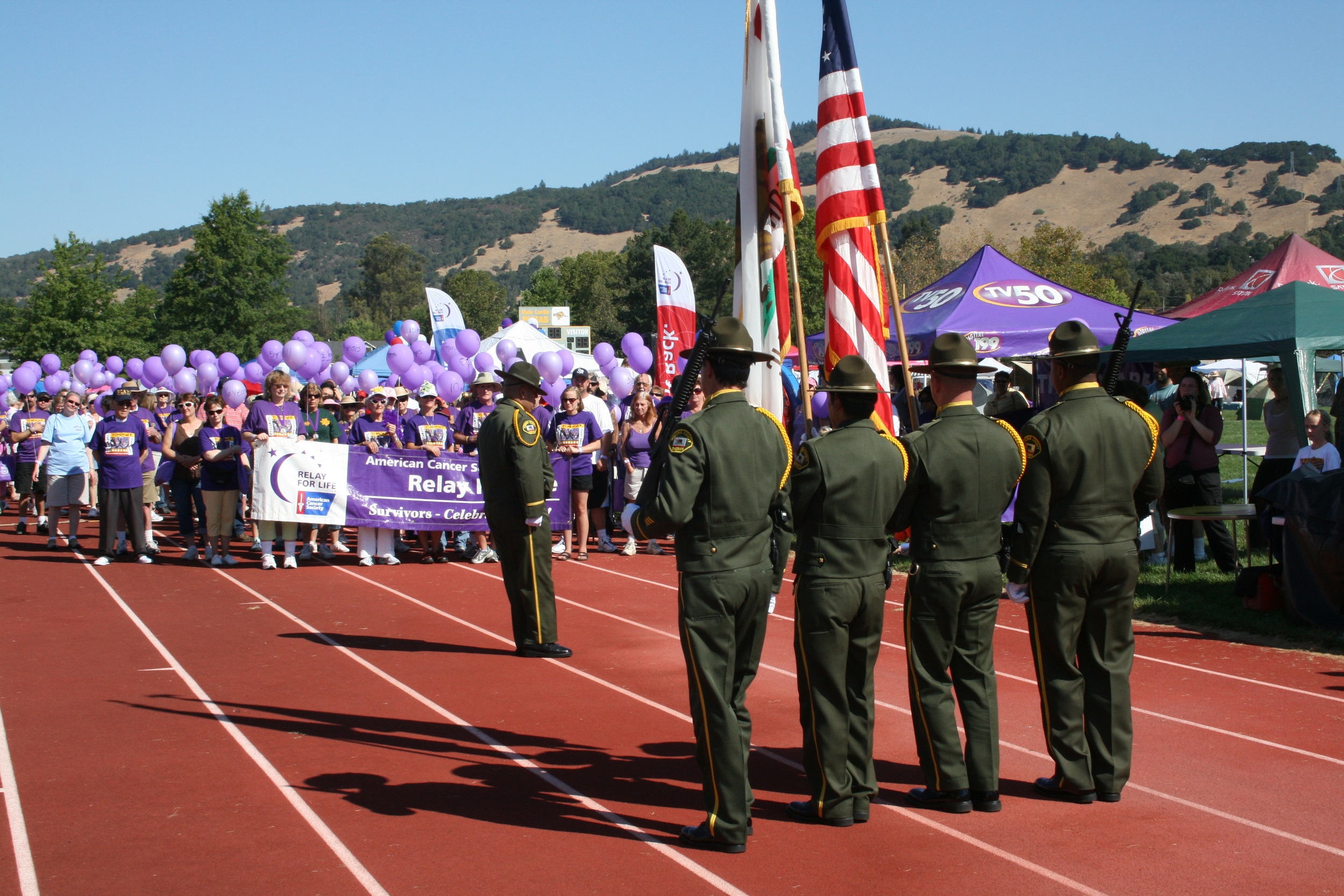 SCSO Honor Guard team participating in Relay for Life event.