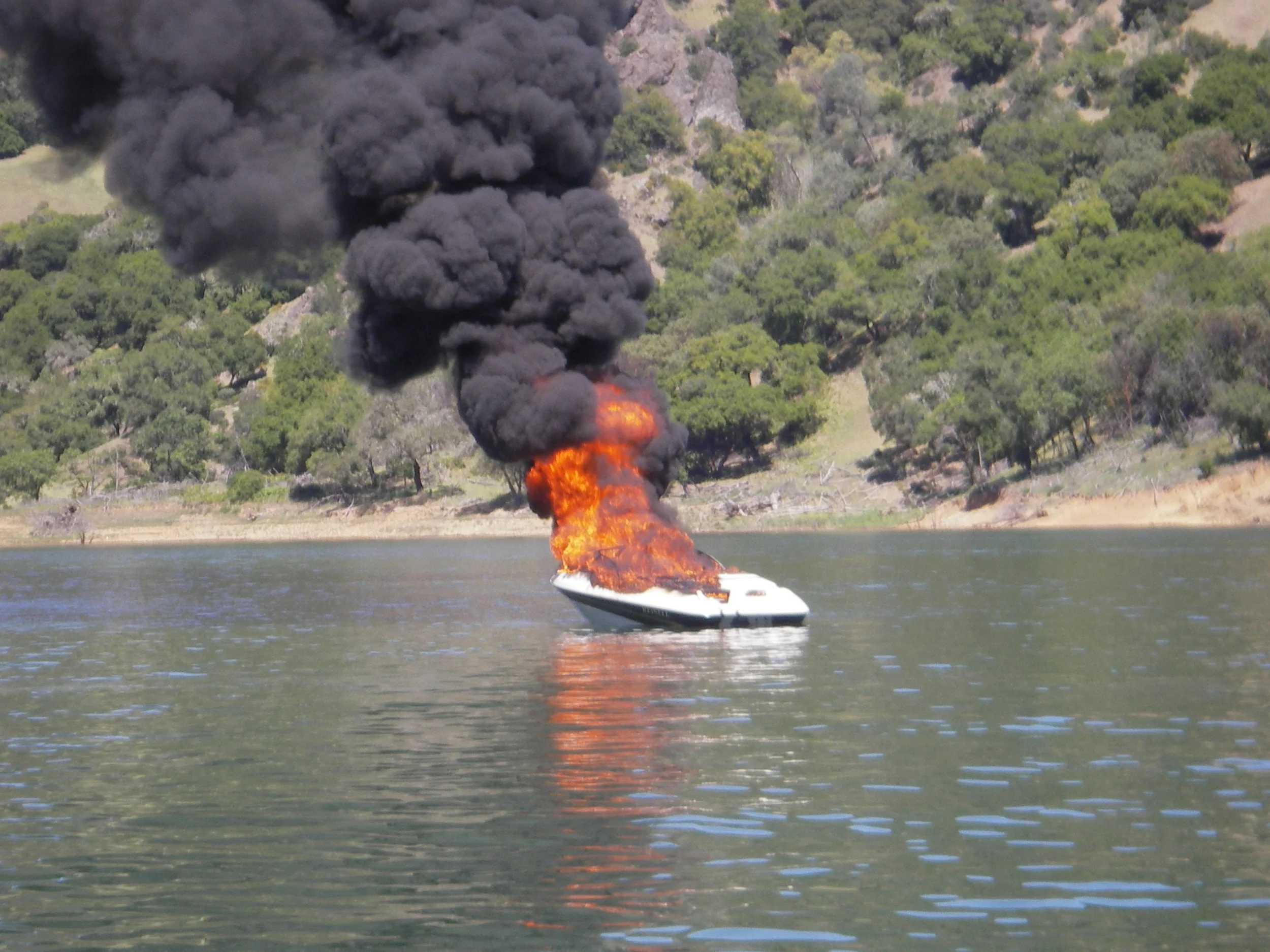 The SCSO Marine Unit serves the community at tragic losses such as this burning boat at Lake Sonoma.