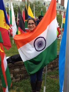 Picture of Avan Antia with an Indian flag.