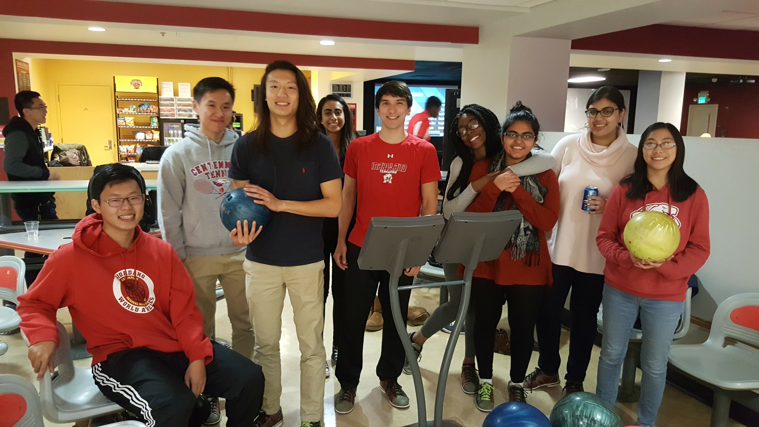 ILS students at a bowling alley.