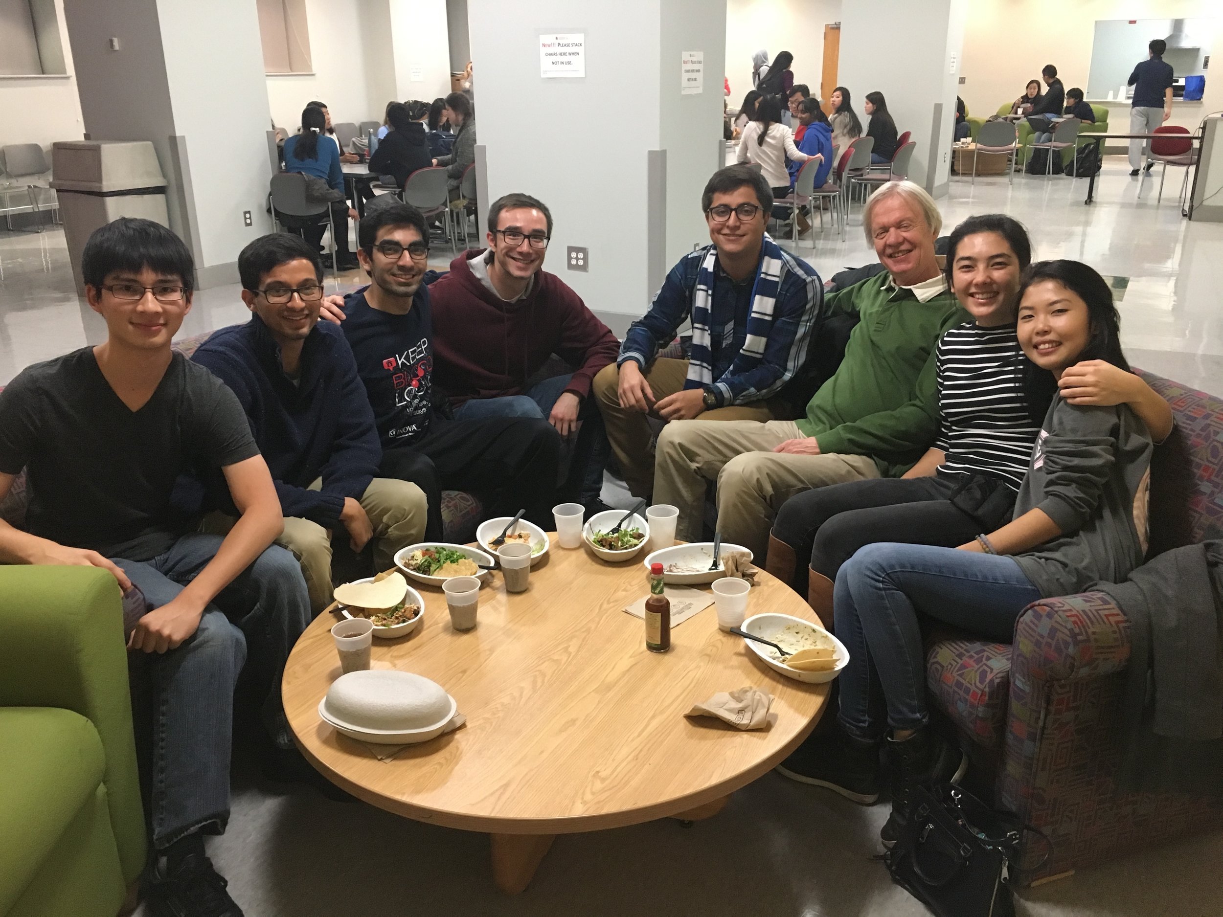 Dr. Todd Cooke with students in LaPlata Hall.