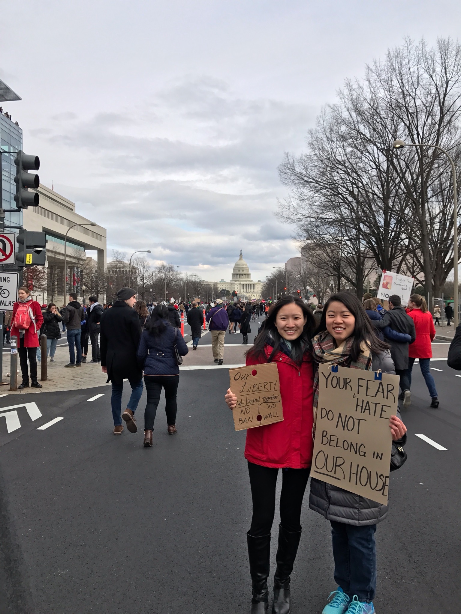 Picture of Tiffany Hu at a political march in Washington, D.C.