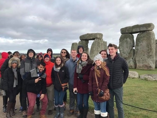 Picture of students in front of Stonehenge on the British Masters of Science Study Abroad course.
