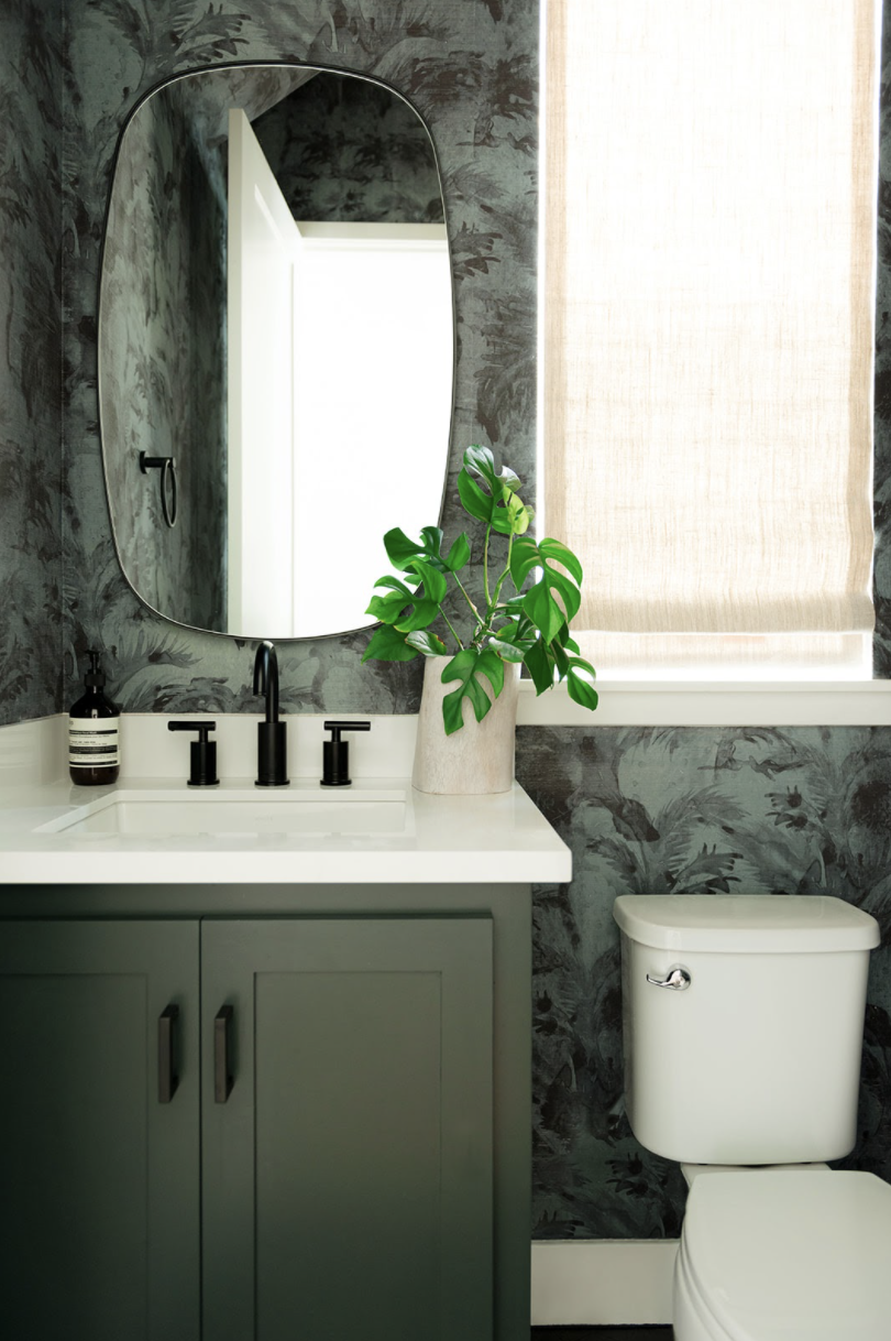 Palm Inspired Modern Powder Room Design In Oakland Ca Susie Novak Interiors