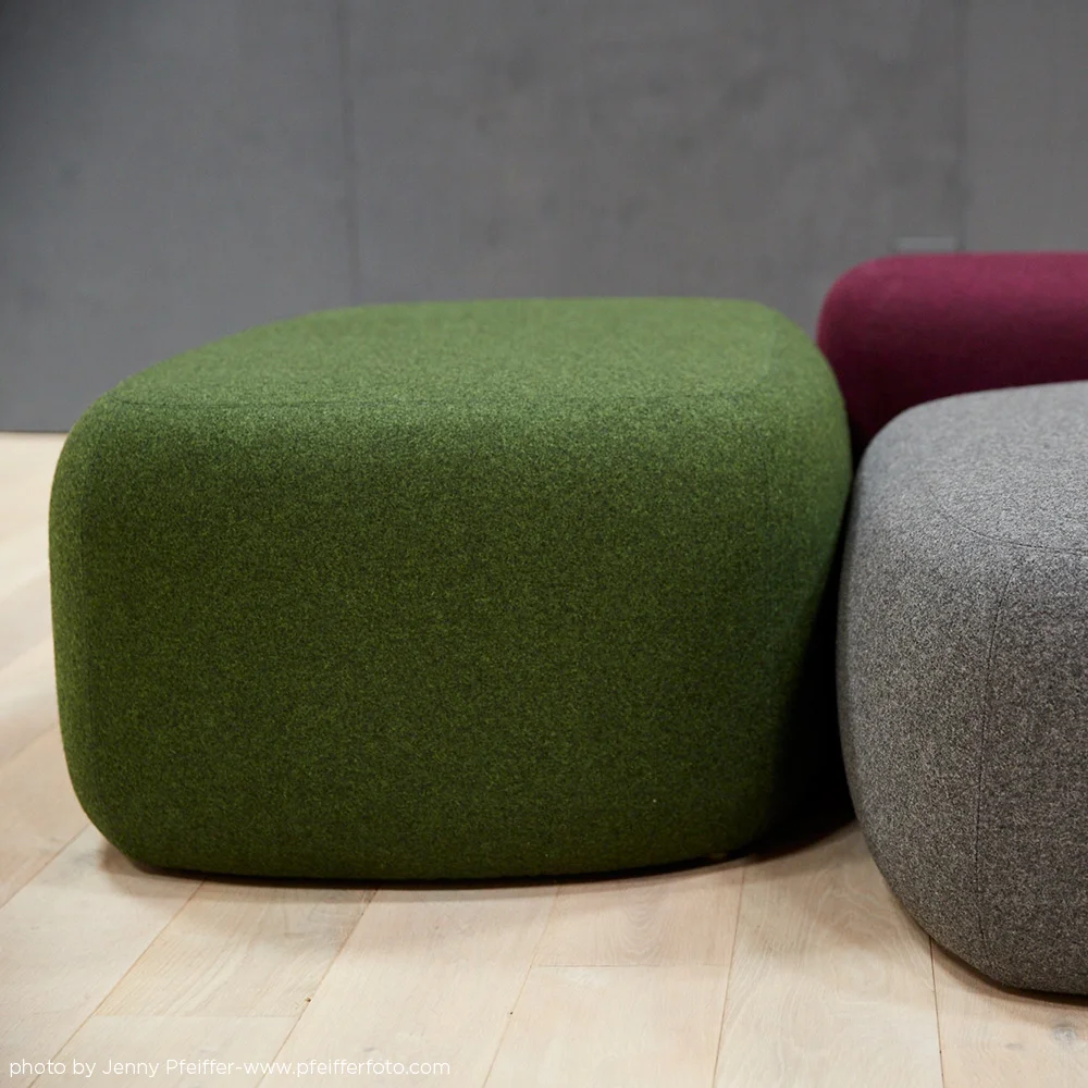  The Pebble Ottoman collection was designed to inspire thoughts of a smooth beach stone. 