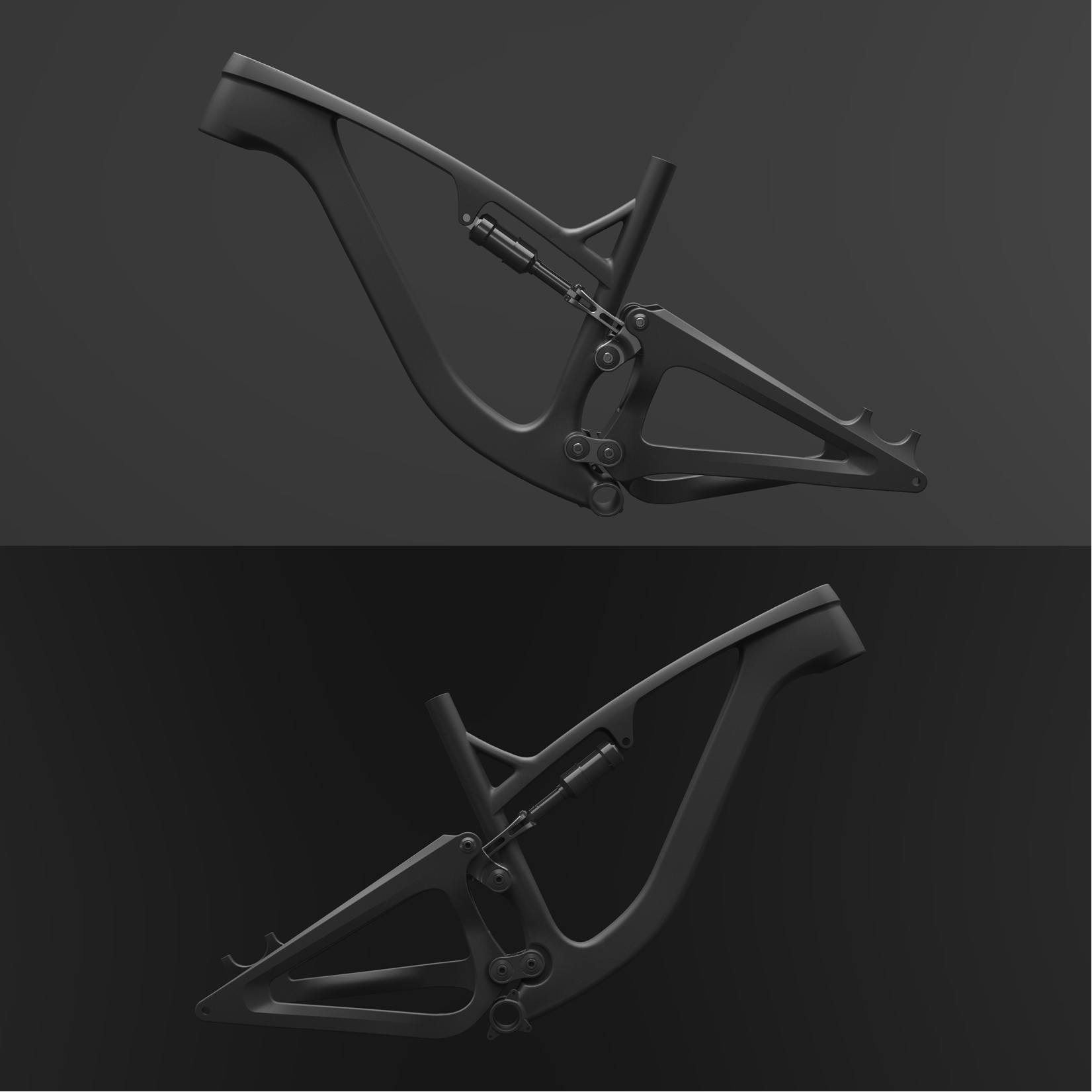  A personal project and exercise in Solidworks surfacing. The result is a mid travel trail/enduro frame designed to make you want to go rip some turns. &nbsp; 