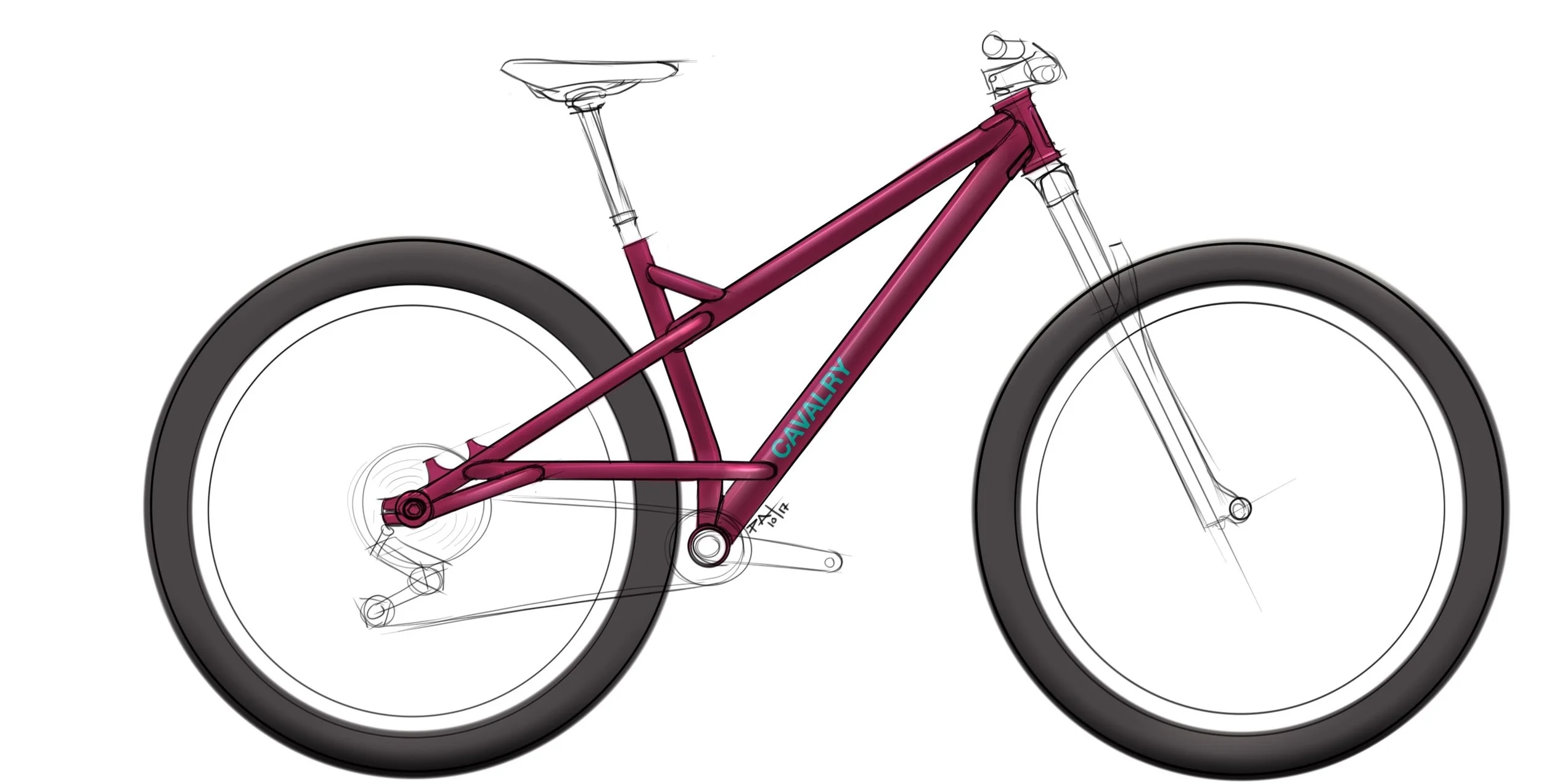 Initial concept with symmetrical elevated chainstays