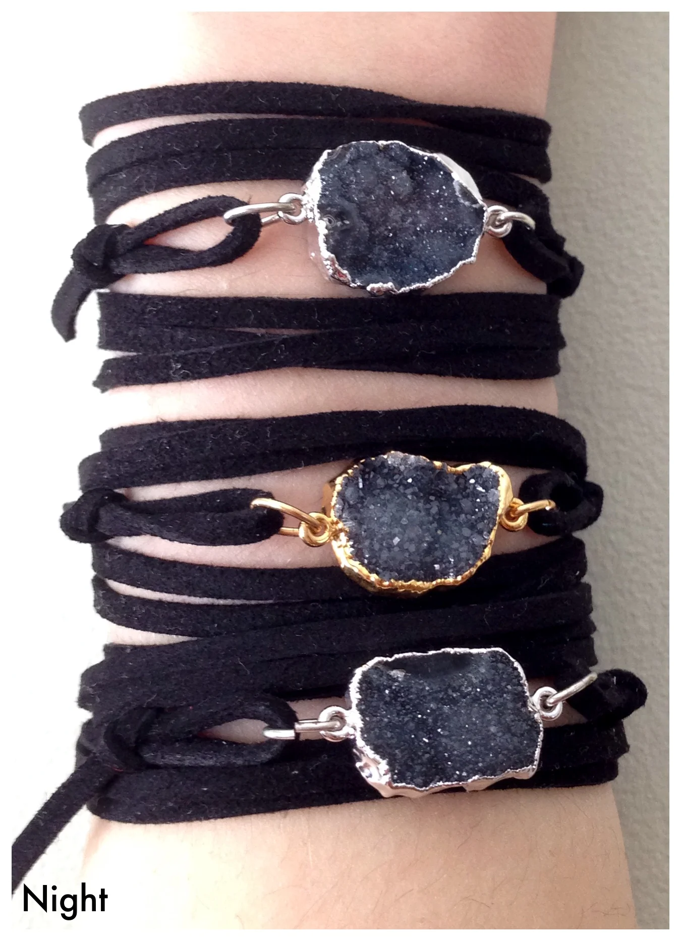 Free form Druzy wrap bracelet - Black