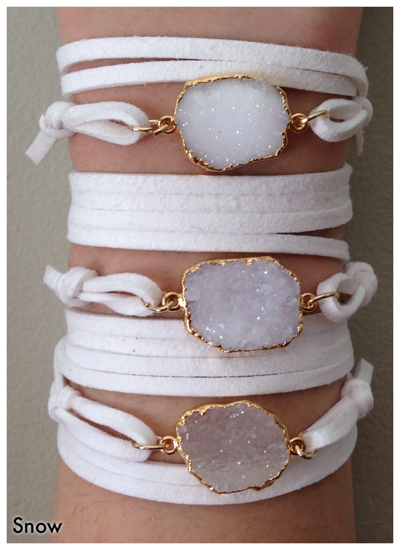 Free form Druzy wrap bracelet - Snow