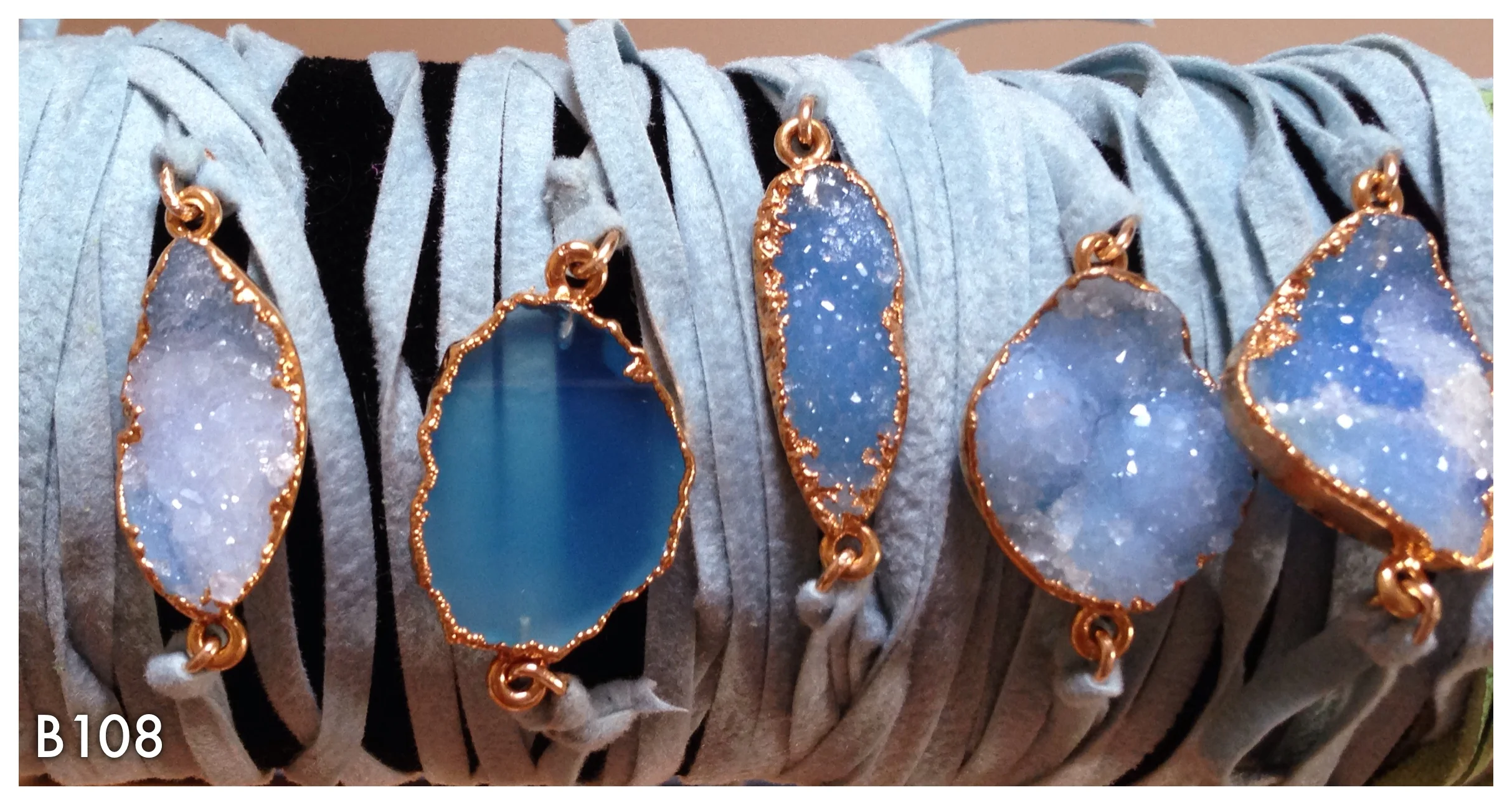 Free form Druzy wrap bracelet - Powder