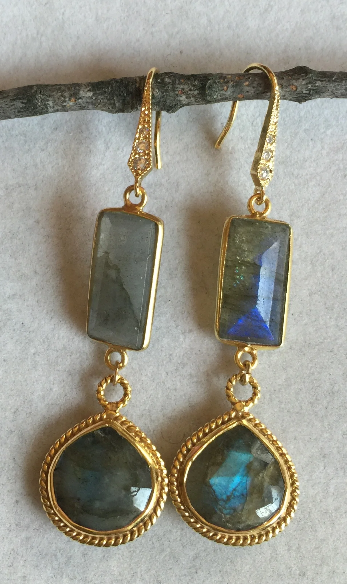 Double Labradorite Ear rings