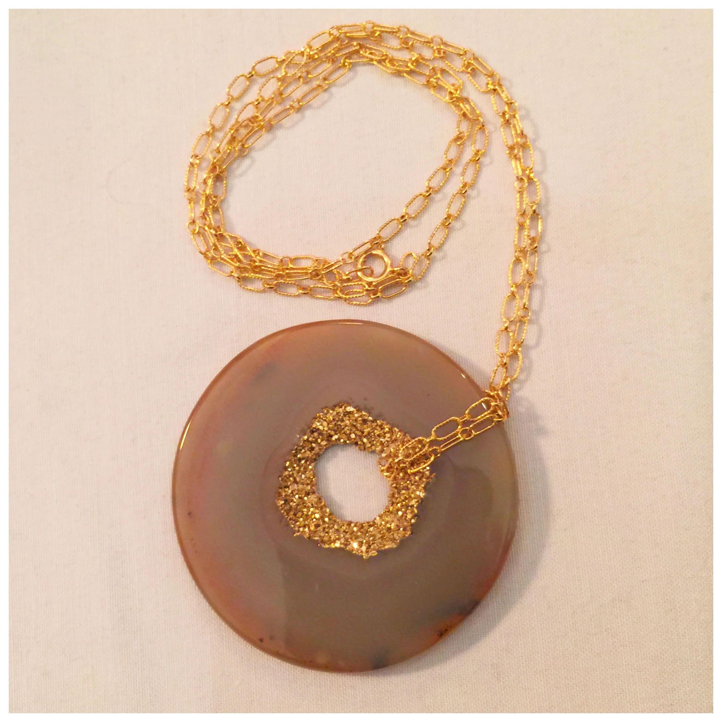 Rare Natural Druzy with 18kt gold