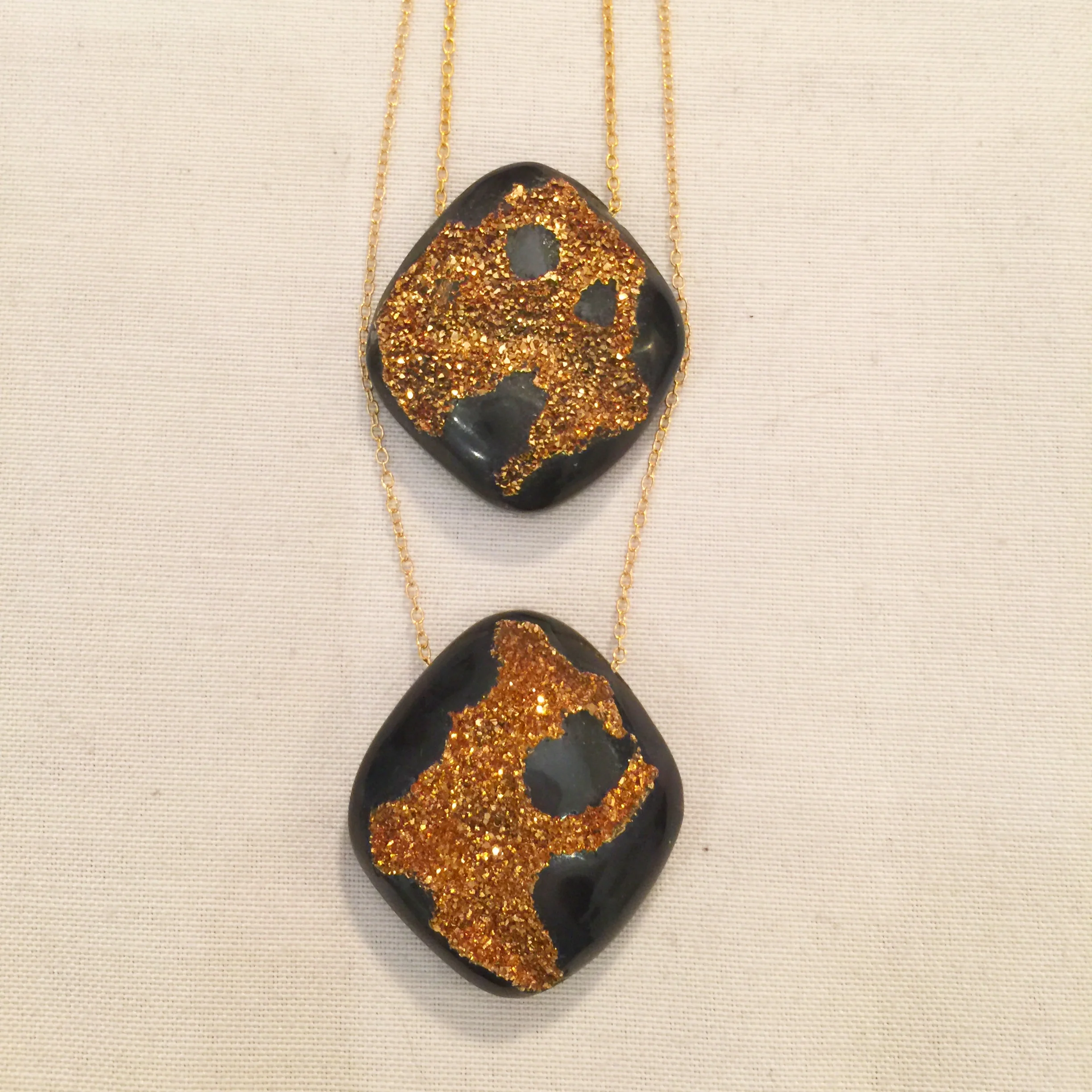 Black or Natural Druzy with 18kt gold