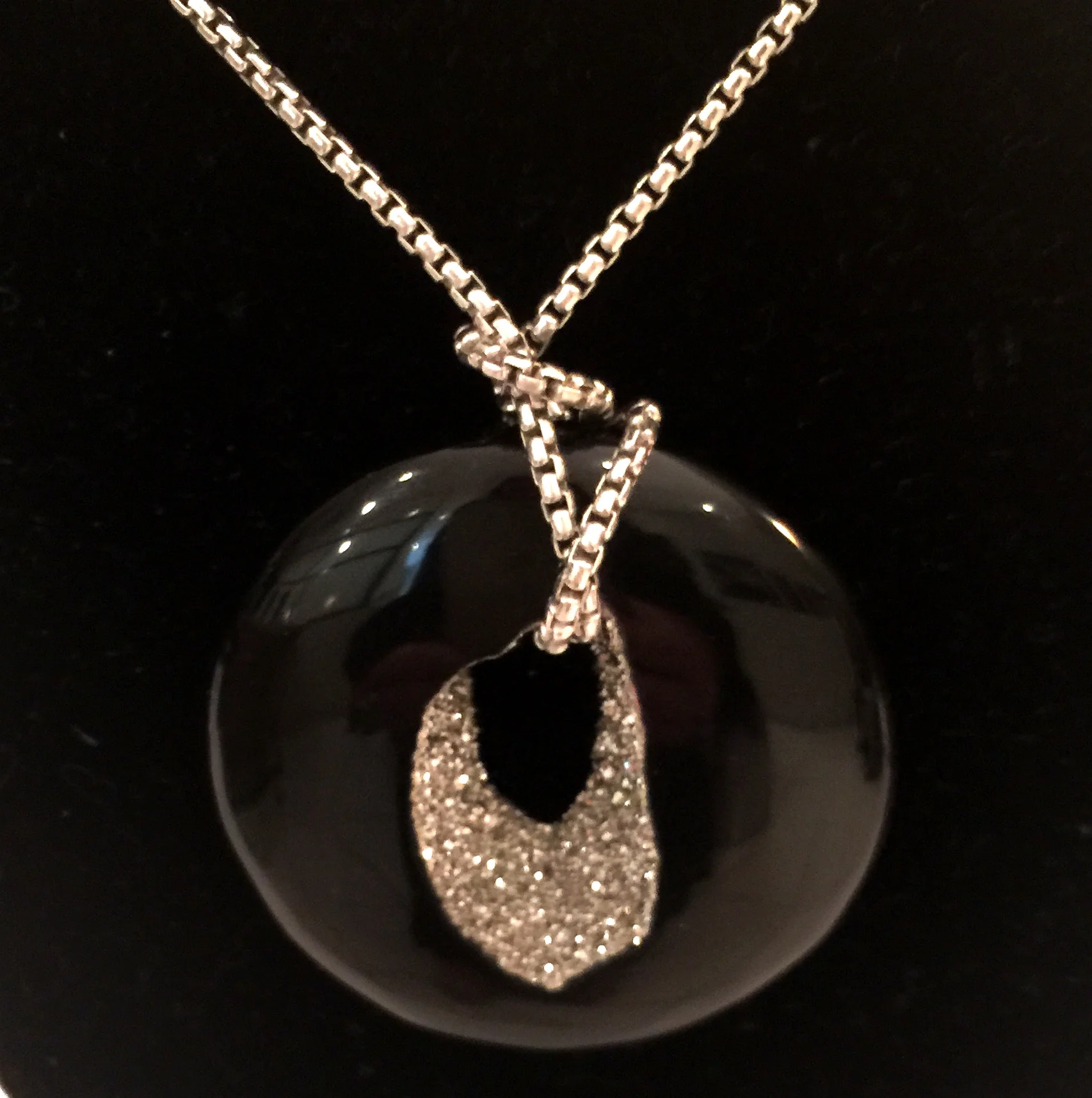 Rare Black Druzy with platinum