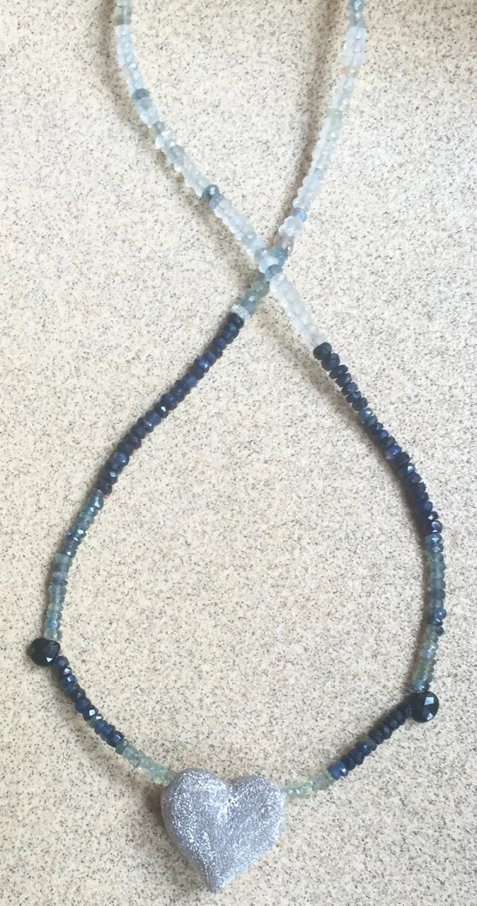 Sapphire Choker w/ Sterling silver heart