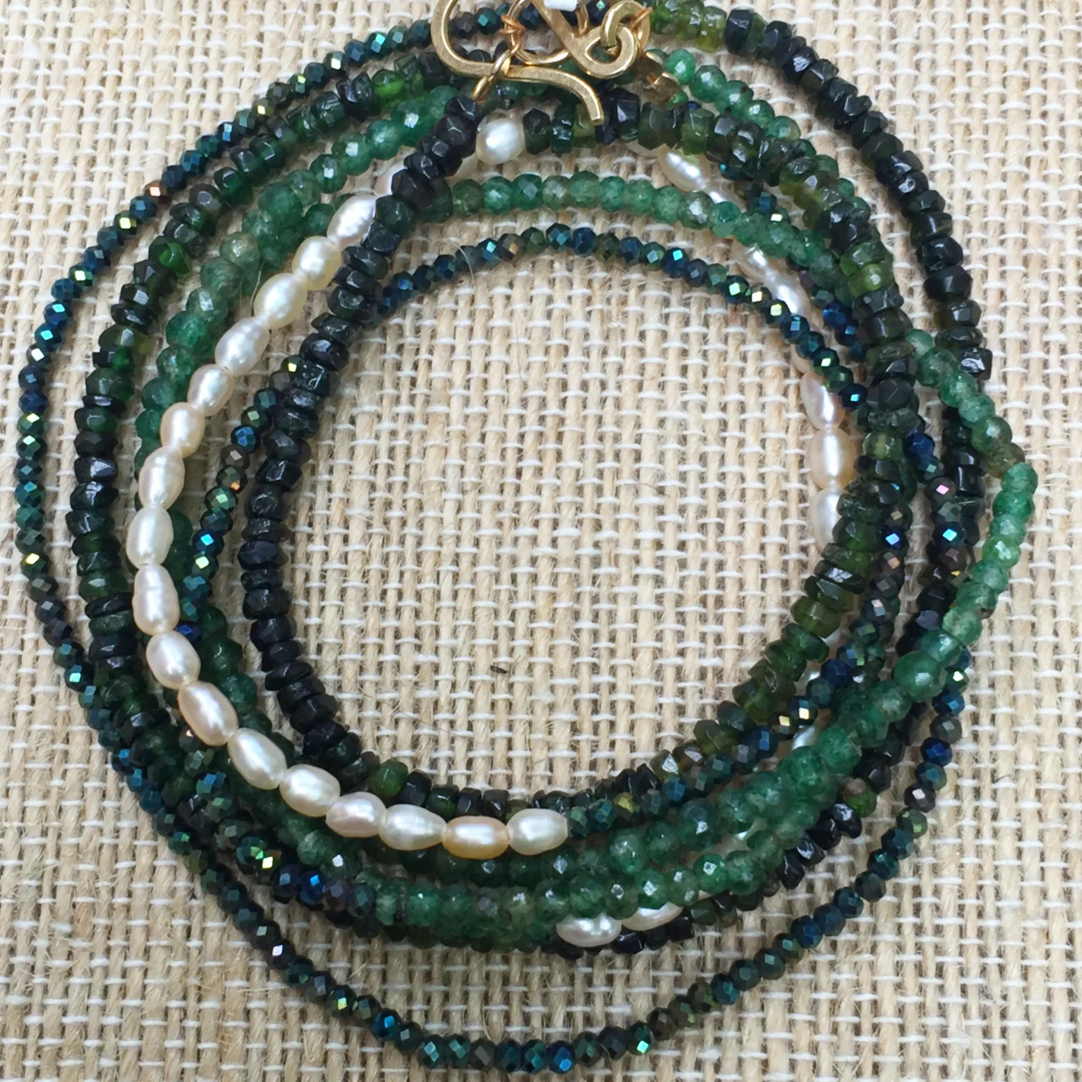 60inch semi precious stone necklace - green tourmaline