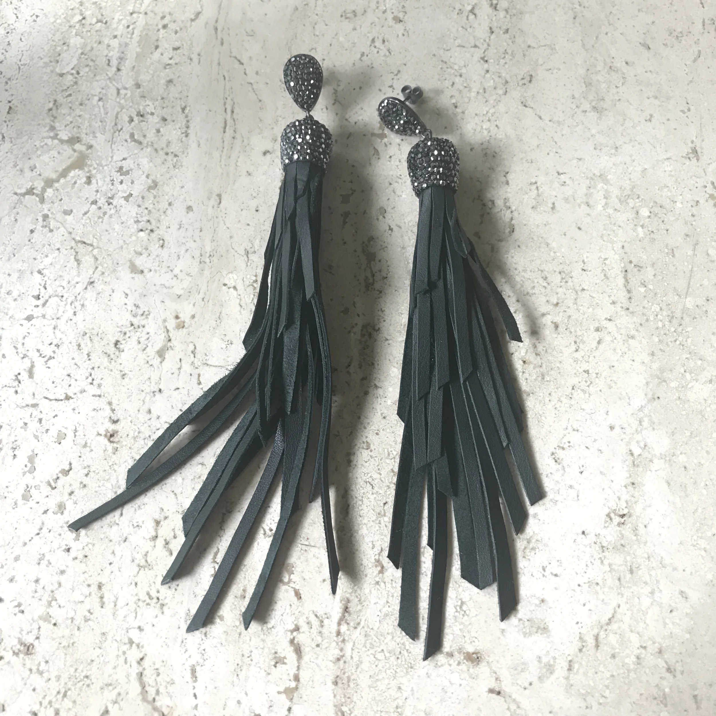 Leather tassel ear ring