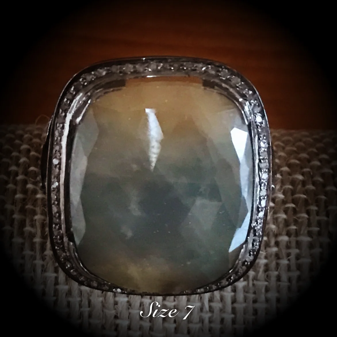 Diamond & Milky sapphire ring