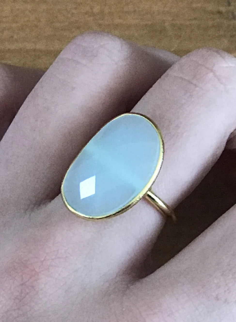 Aqua Chalcedony with Vermeil - size 6