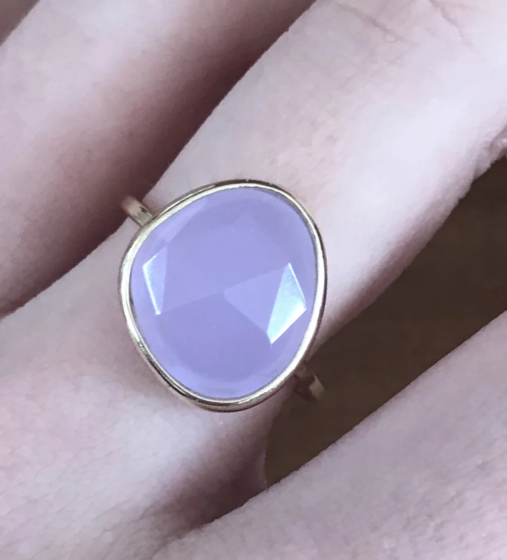 Lilac Chalcedony with vermeil - size 8