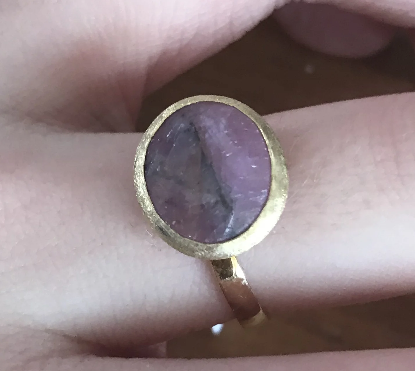 Milky Sapphire adjustable ring with Vermeil