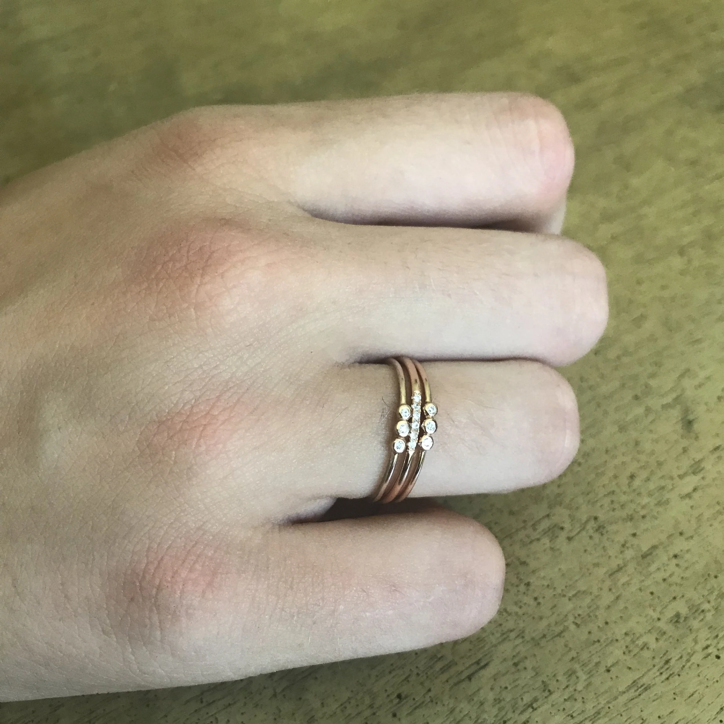 Rose Gold with crystals - size 7