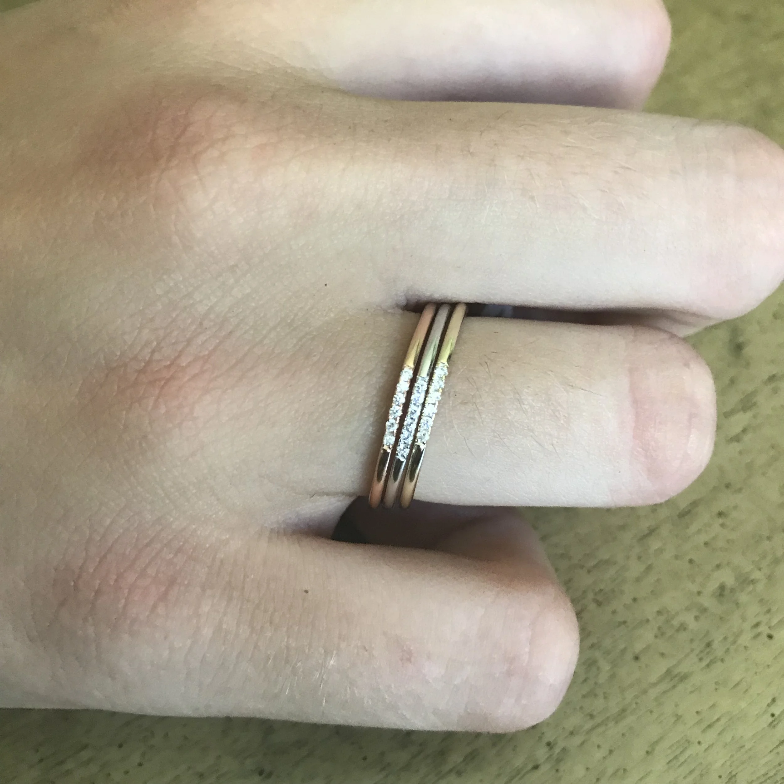 Stackable rings - trinity (rose, gold, white) - size 8