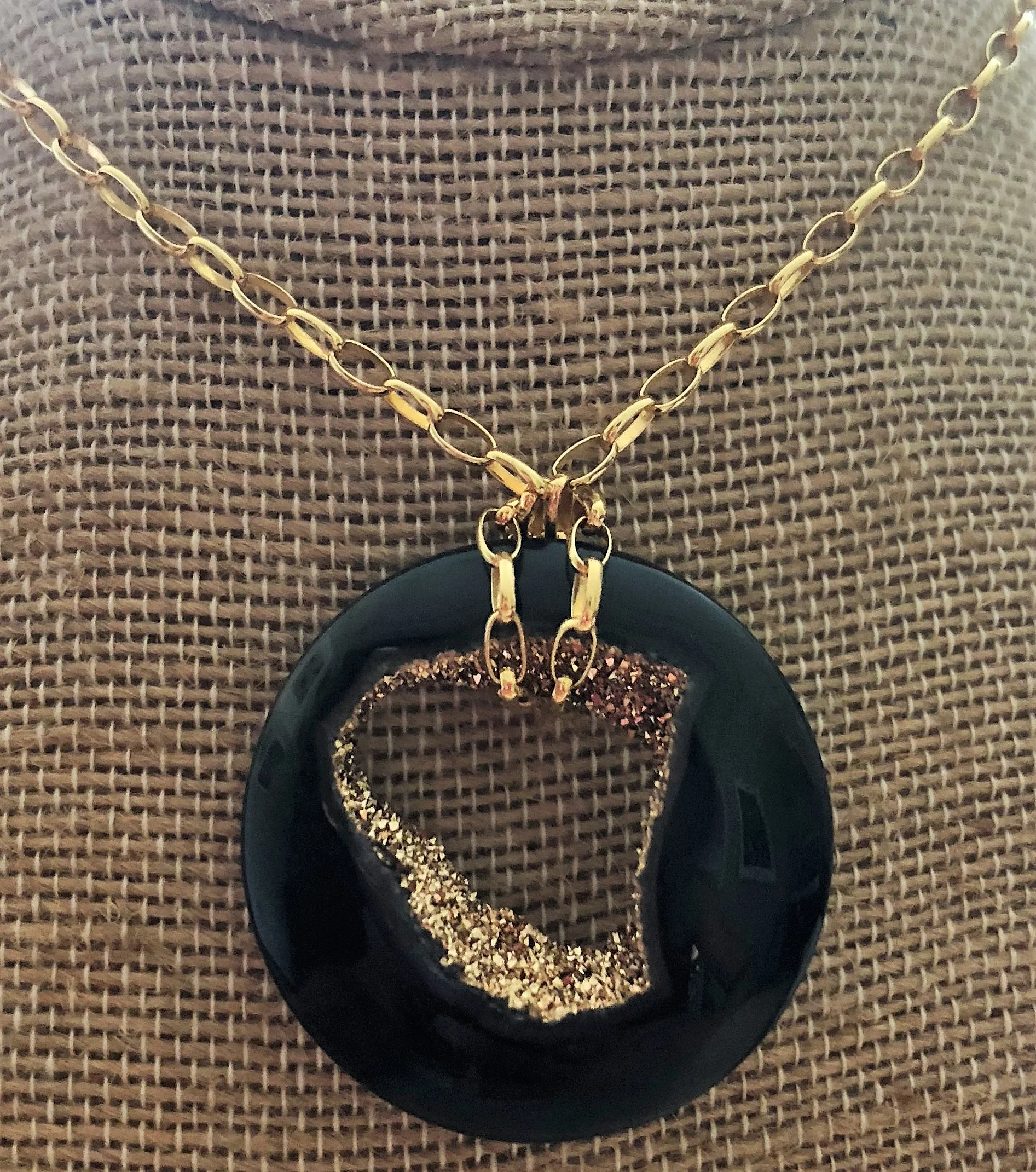 18kt vaporized gold on black druzy