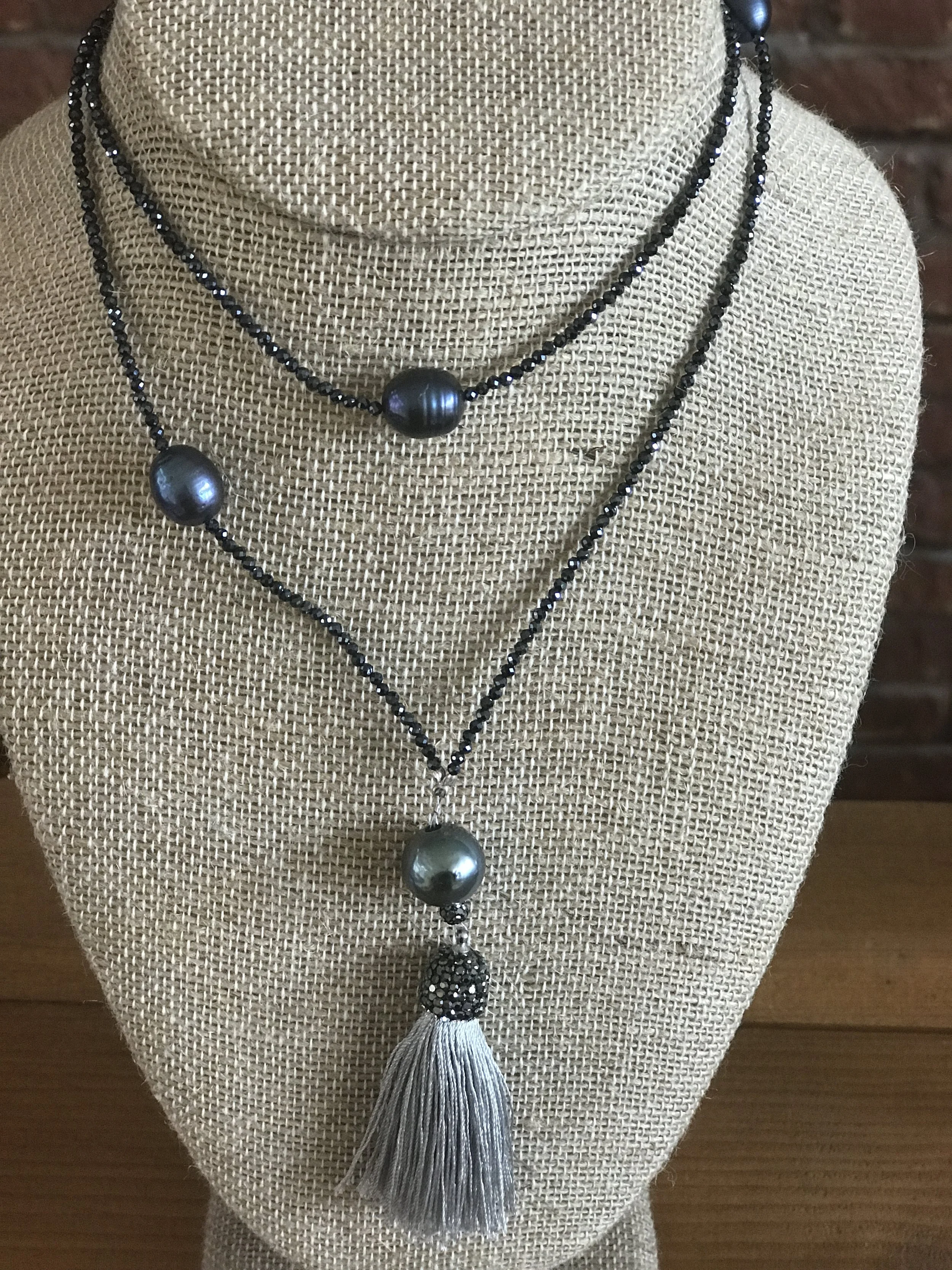 Horn necklace with pave crystal accents